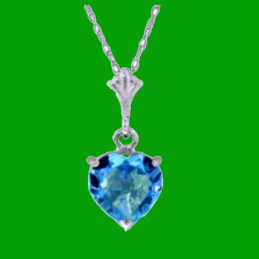 Image 0 of Blue Topaz Heart Cut Romantic Ladies 14K White Gold Pendant