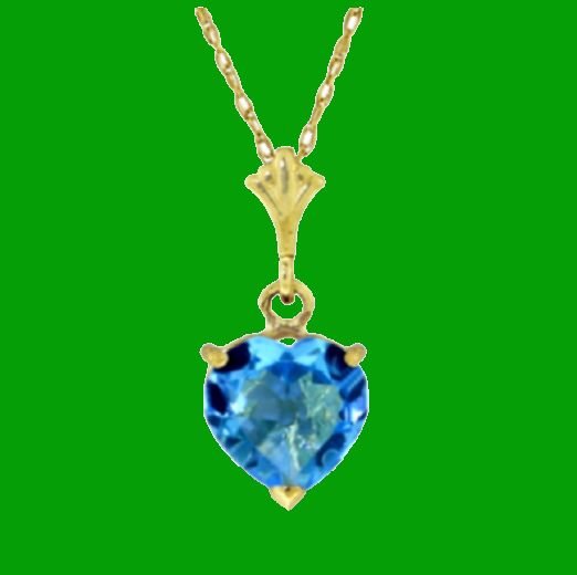 Image 0 of Blue Topaz Heart Cut Romantic Ladies 14K Yellow Gold Pendant