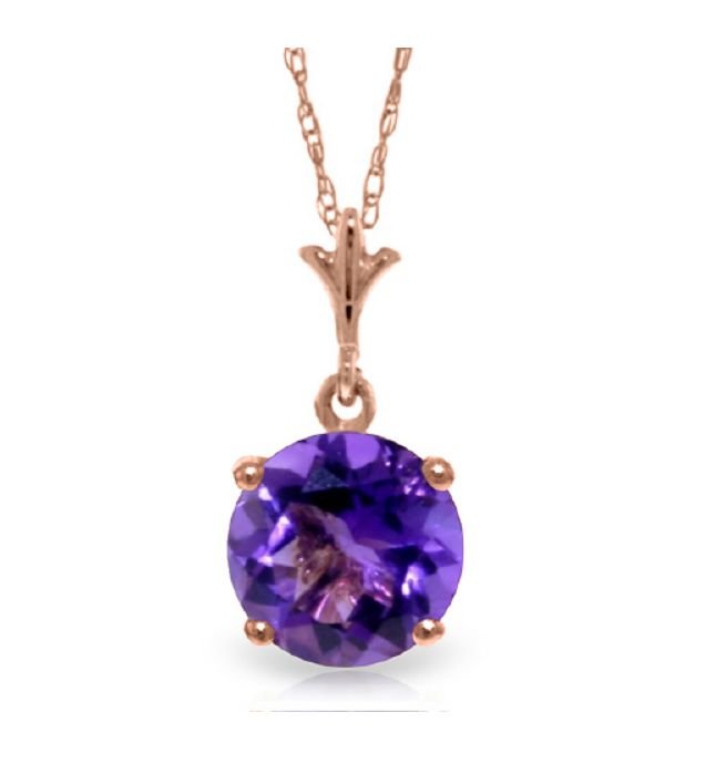 Image 1 of Purple Amethyst Round Cut Everlasting Ladies 14K Rose Gold Pendant