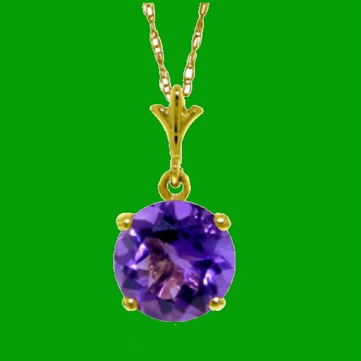 Image 0 of Purple Amethyst Round Cut Everlasting Ladies 14K Yellow Gold Pendant
