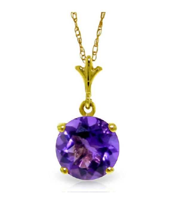 Image 1 of Purple Amethyst Round Cut Everlasting Ladies 14K Yellow Gold Pendant