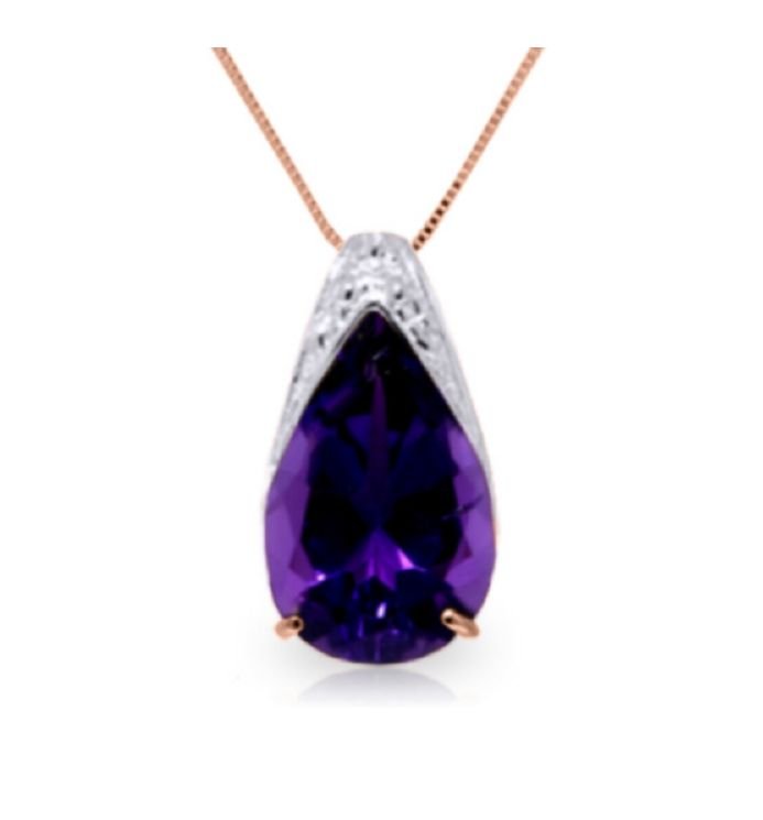 Image 1 of Purple Amethyst Pear Cut Wishful Ladies 14K Rose Gold Pendant