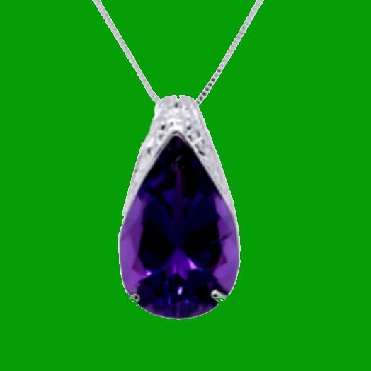 Image 0 of Purple Amethyst Pear Cut Wishful Ladies 14K White Gold Pendant