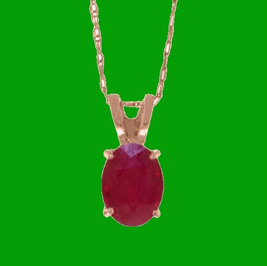 Image 0 of Red Ruby Oval Cut Firestone Small Ladies 14K Rose Gold Pendant