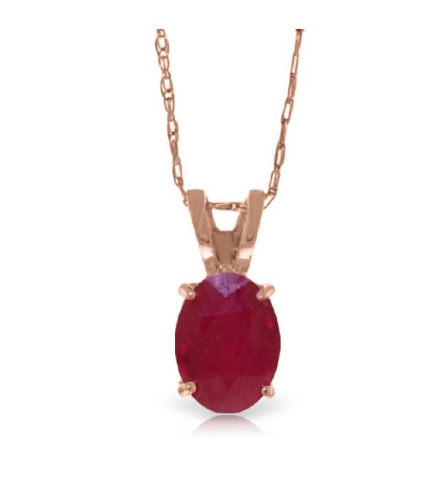 Image 1 of Red Ruby Oval Cut Firestone Small Ladies 14K Rose Gold Pendant