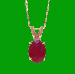 Red Ruby Oval Cut Firestone Small Ladies 14K Rose Gold Pendant