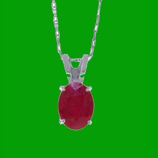 Image 0 of Red Ruby Oval Cut Firestone Small Ladies 14K White Gold Pendant