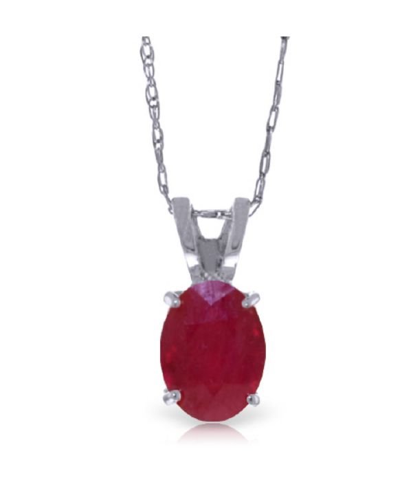 Image 1 of Red Ruby Oval Cut Firestone Small Ladies 14K White Gold Pendant