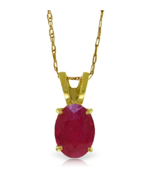 Image 1 of Red Ruby Oval Cut Firestone Small Ladies 14K Yellow Gold Pendant
