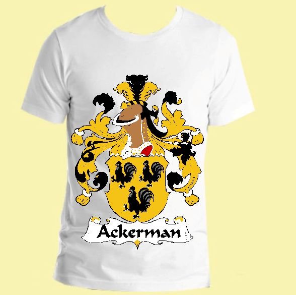 Image 0 of Ackerman German Coat of Arms Surname Adult Unisex Cotton T-Shirt