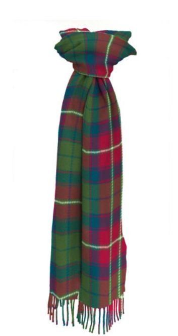 Image 1 of Roxburgh Red Muted Scotland District Tartan Lambswool Unisex Fringed Scarf