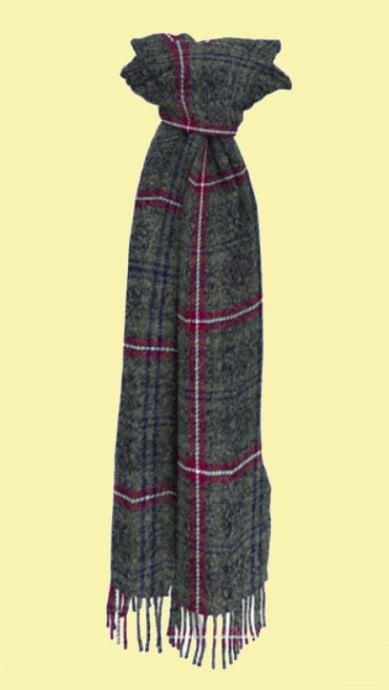 Image 0 of Hebridean Heather Scotland District Tartan Lambswool Unisex Fringed Scarf