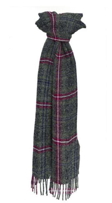 Image 1 of Hebridean Heather Scotland District Tartan Lambswool Unisex Fringed Scarf