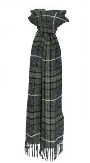 Image 1 of Hebridean Granite Scotland District Tartan Lambswool Unisex Fringed Scarf