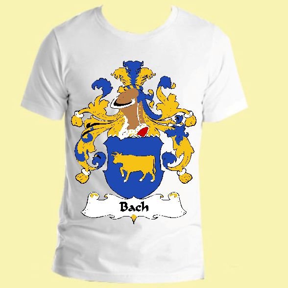 Image 0 of Bach German Coat of Arms Surname Adult Unisex Cotton T-Shirt