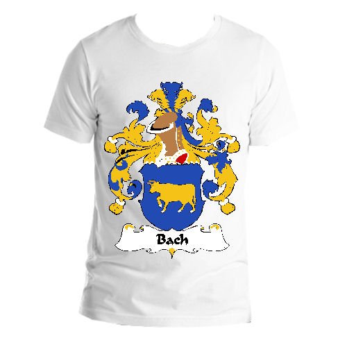 Image 1 of Bach German Coat of Arms Surname Adult Unisex Cotton T-Shirt