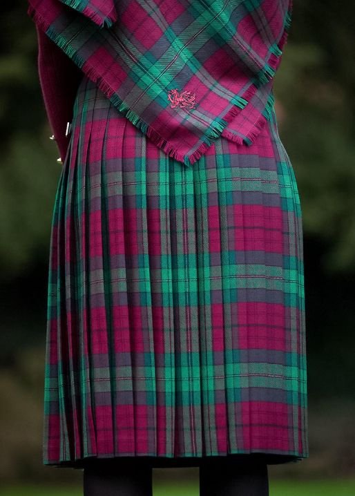 Image 2 of County Of Powys Welsh Tartan 13oz Wool Fabric Medium Weight Ladies Kilt Skirt