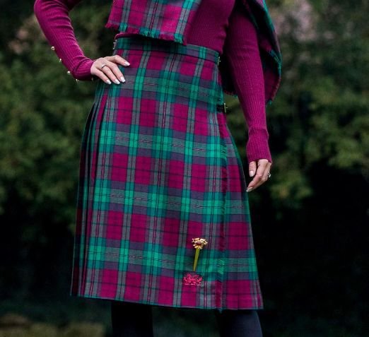 Image 3 of Morgan Welsh Tartan 13oz Wool Fabric Medium Weight Ladies Kilt Skirt