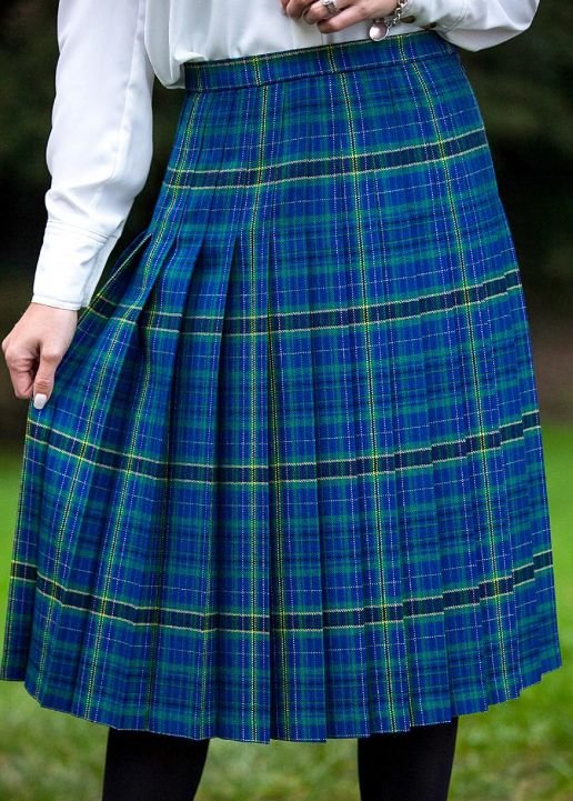 Image 2 of Glyndwr Grey Welsh Tartan 13oz Wool Fabric Medium Weight Ladies Pleated Skirt