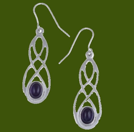 Image 0 of Celtic Bow Amethyst Knotwork Stylish Pewter Sheppard Hook Earrings