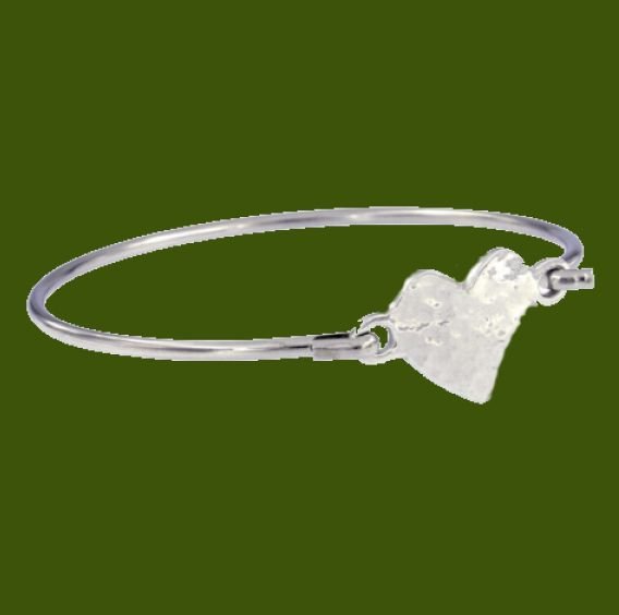 Image 0 of Heartbeat Hammered Symbol Silver Plated Clip On Bangle