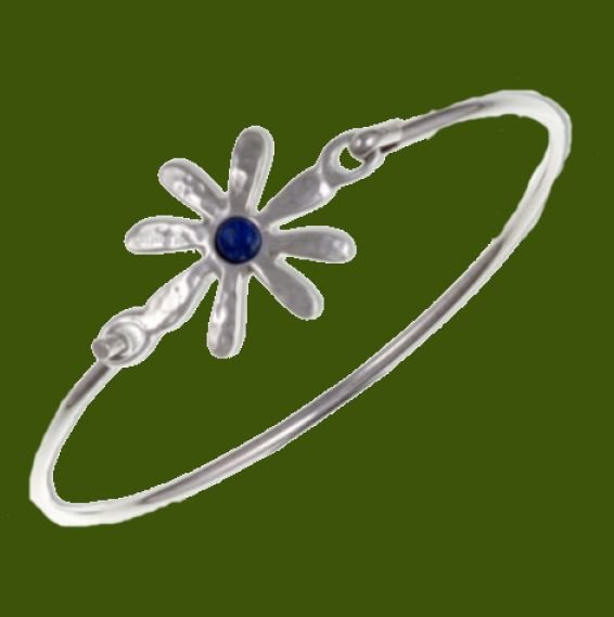 Image 0 of Dahlia Flower Symbol Lapis Lazuli Silver Plated Clip On Bangle