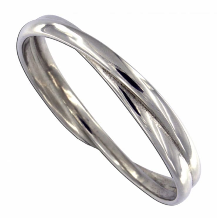 Image 1 of Double Entwined Loop Polished Small Stylish Pewter Bangle