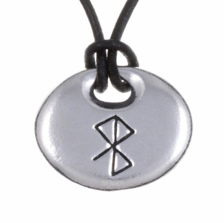 Image 1 of Peace Happiness Bind Rune Oval Smooth Wax Cord Stylish Pewter Pendant