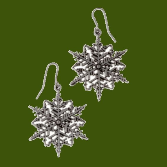 Image 0 of Snowflake Drop Sheppard Hook Stylish Pewter Earrings