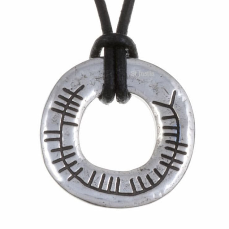 Image 1 of Celtic Blessing Ogham Inscription Stylish Pewter Pendant