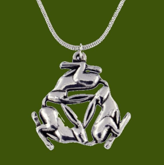 Image 0 of Three Hares Rabbit Trio Animal Themed Stylish Pewter Pendant