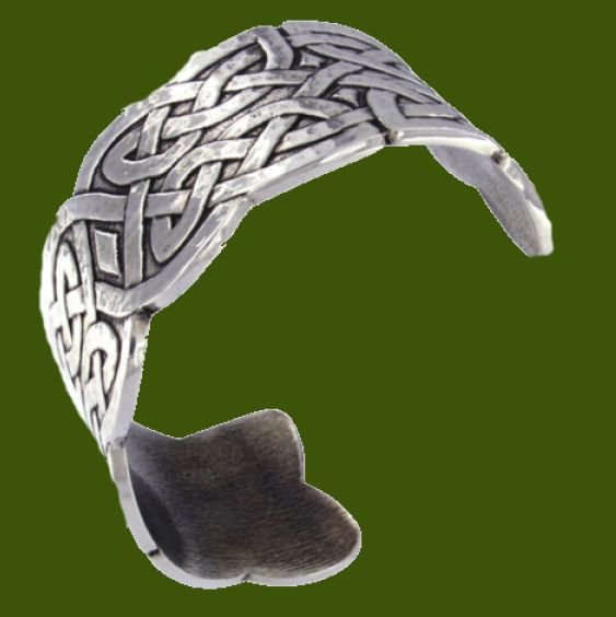 Image 2 of Celtic Knotwork Embossed Wide Cuff Stylish Pewter Bangle