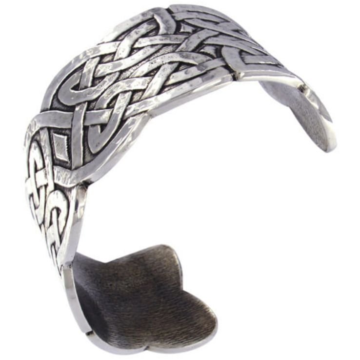 Image 3 of Celtic Knotwork Embossed Wide Cuff Stylish Pewter Bangle