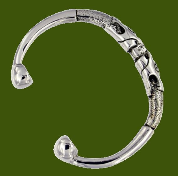 Image 0 of Double Dragon Head Beast Torc Tapering Cuff Stylish Pewter Bangle