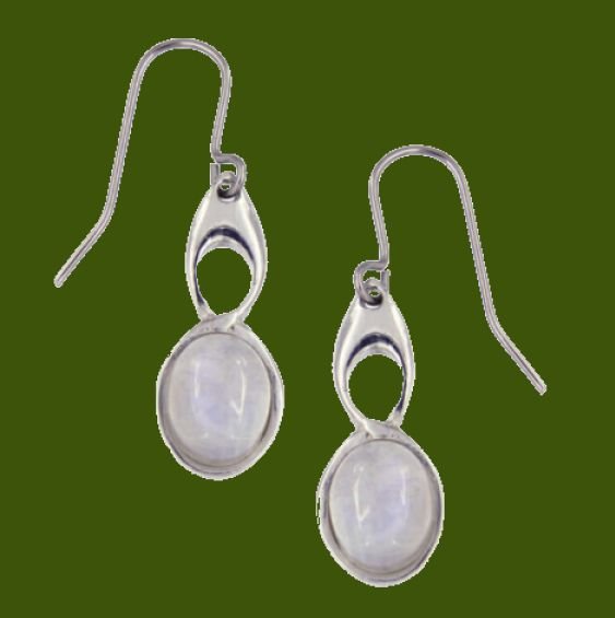 Image 0 of Celtic Bird Rainbow Moonstone Stylish Pewter Sheppard Hook Earrings