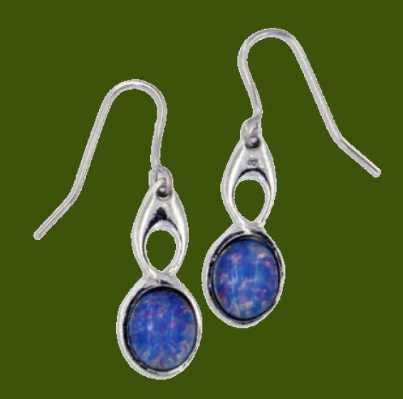 Image 0 of Celtic Bird Opal Glass Stone Stylish Pewter Sheppard Hook Earrings