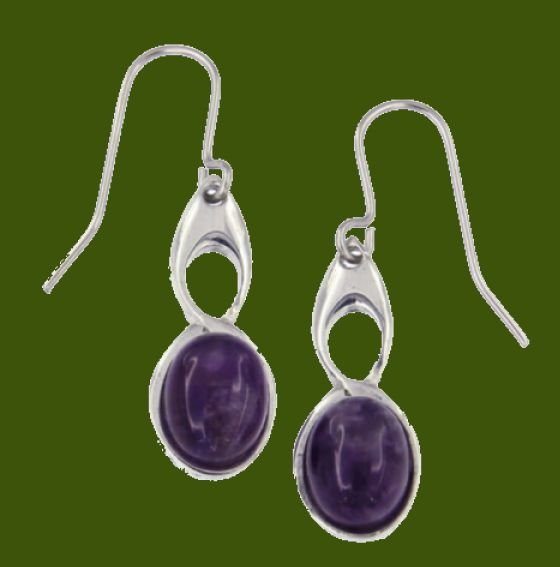 Image 0 of Celtic Bird Amethyst Stylish Pewter Sheppard Hook Earrings