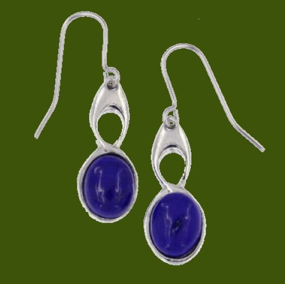 Image 0 of Celtic Bird Lapis Lazuli Stylish Pewter Sheppard Hook Earrings