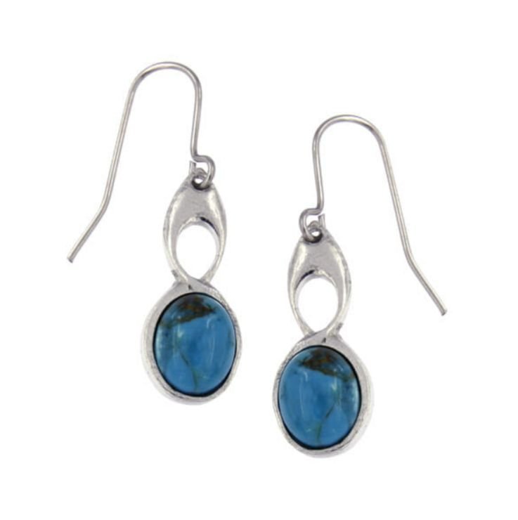 Image 1 of Celtic Bird Turquoise Stylish Pewter Sheppard Hook Earrings