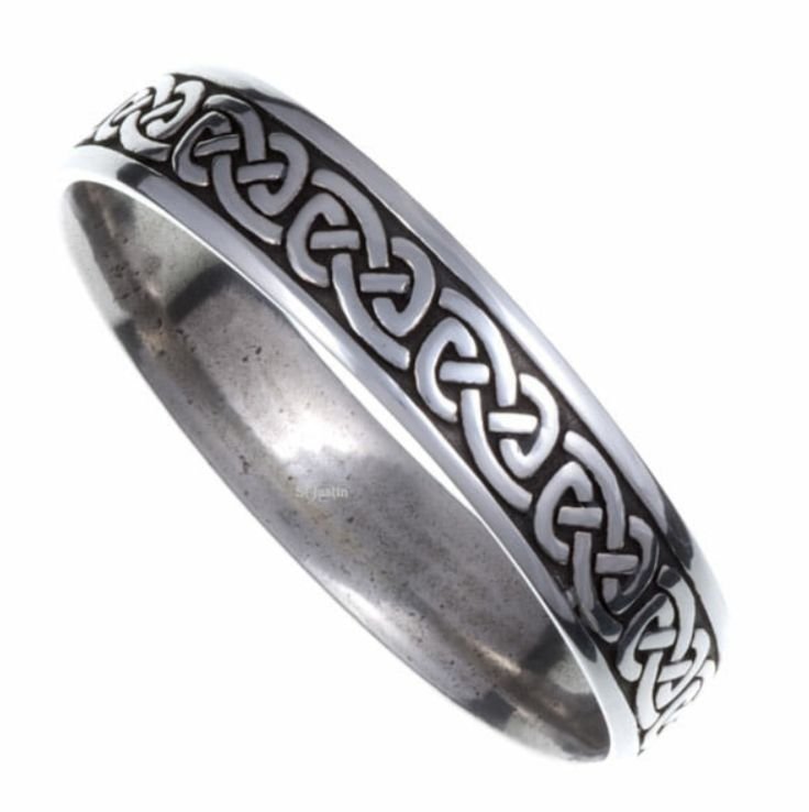 Image 1 of Celtic Knotwork Embossed Medium Stylish Pewter Bangle