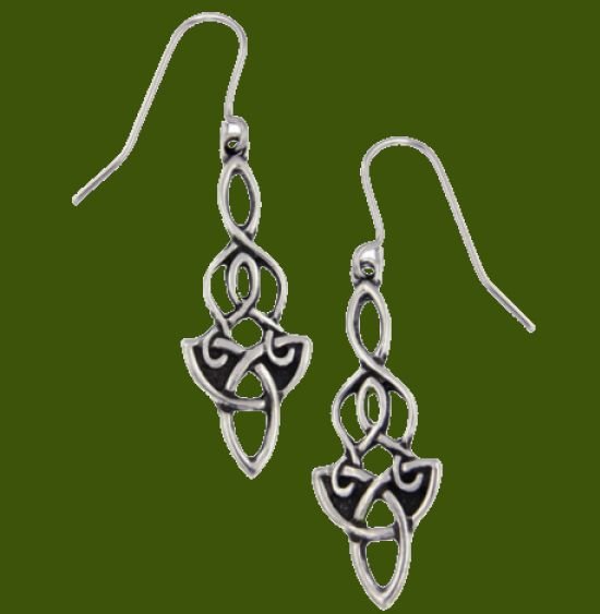 Image 0 of Celtic Dragon Knot Drop Stylish Pewter Sheppard Hook Earrings