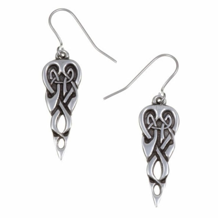 Image 1 of Celtic Merlins Spear Open Knotwork Drop Sheppard Hook Stylish Pewter Earrings