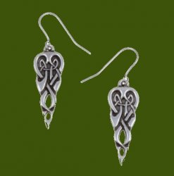 Celtic Merlins Spear Open Knotwork Drop Sheppard Hook Stylish Pewter Earrings