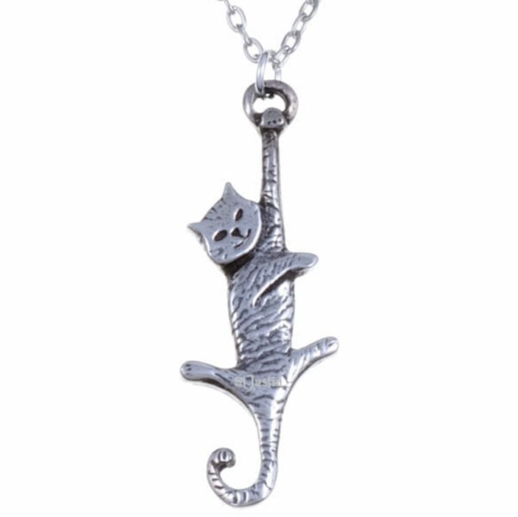 Image 1 of Dangling Cat Animal Themed Stylish Pewter Pendant