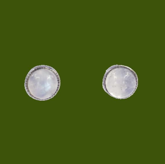 Image 0 of Rainbow Moonstone Round Small Stud Stylish Pewter Earrings