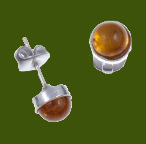 Image 0 of Amber Round Small Stud Stylish Pewter Earrings