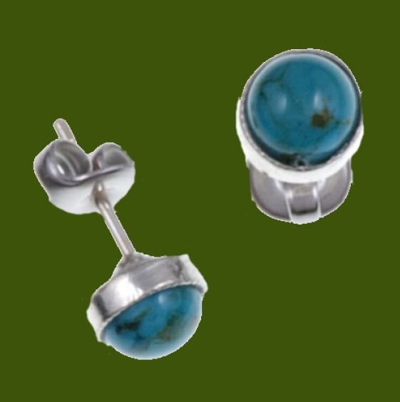 Image 0 of Turquoise Round Small Stud Stylish Pewter Earrings