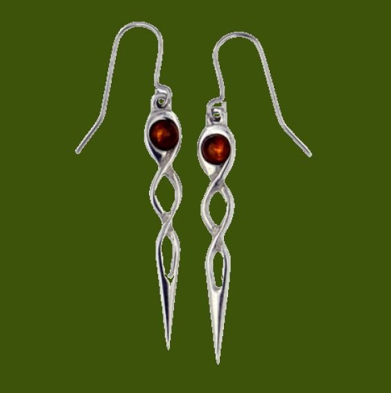 Image 0 of Celtic Twist Knot Amber Stylish Pewter Sheppard Hook Earrings