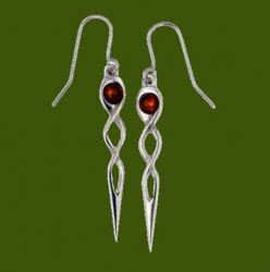 Celtic Twist Knot Amber Stylish Pewter Sheppard Hook Earrings