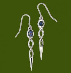 Celtic Twist Knot Opal Glass Stone Stylish Pewter Sheppard Hook Earrings